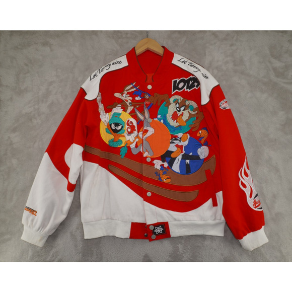 VTG LOT 29 Looney Tunes Motorcycle Jacket Men Large Acme Motors Bugs Bunny Taz - Picture 2 of 12